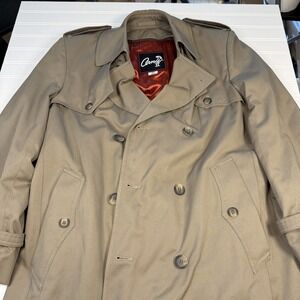 Arnie Trench Coat‎ Belted Zip In Liner Men's 38 Regular Tan GUC Vintage